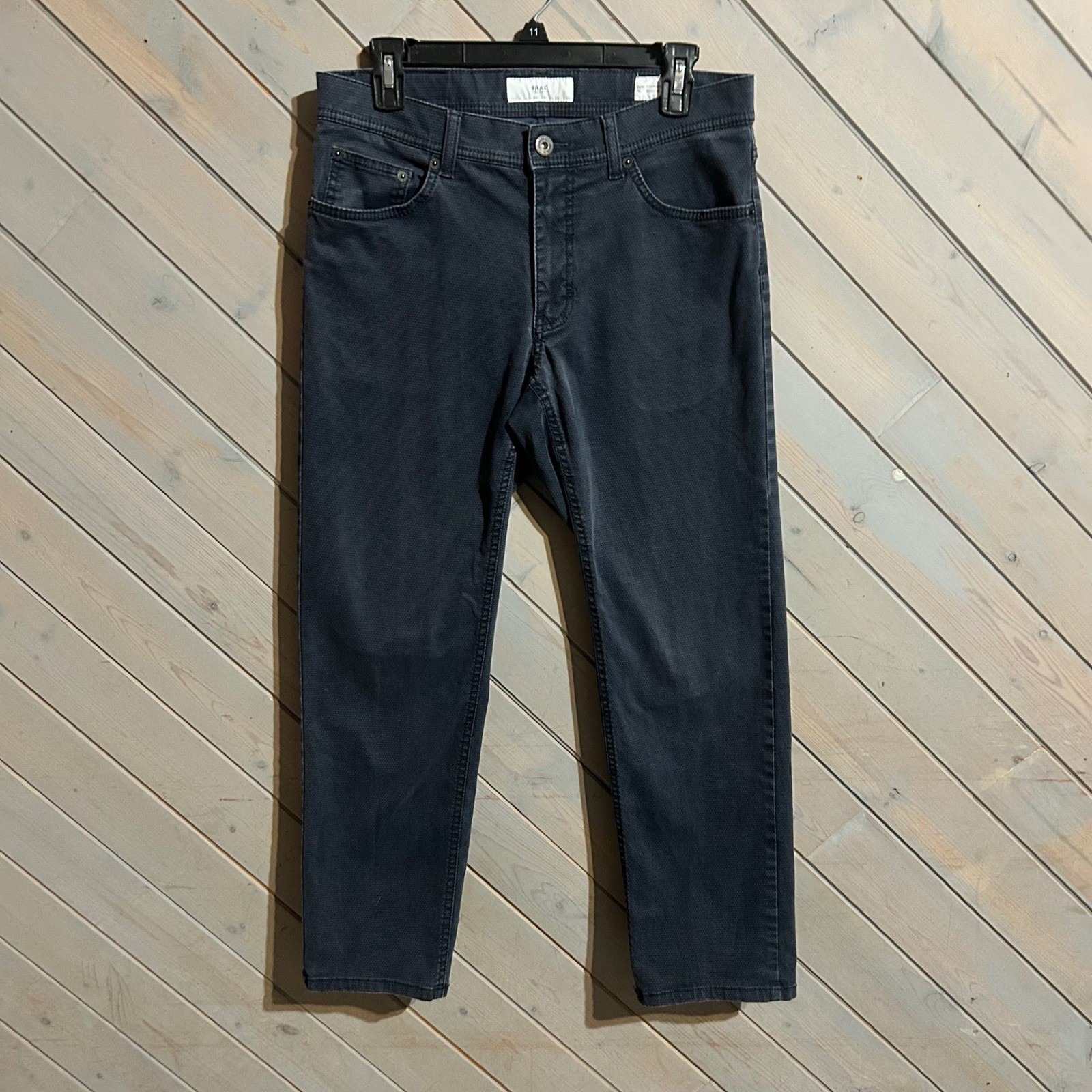 Brax Mens Cooper Fancy Regular Fit Trousers Gray Blue Size 34x30